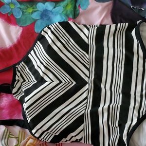 Black/white halter swimsuit